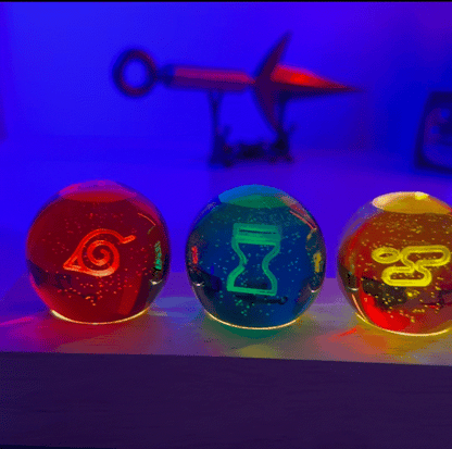 Shinobi Village Impact 4 cm 3D Crystal Ball Night Light Set