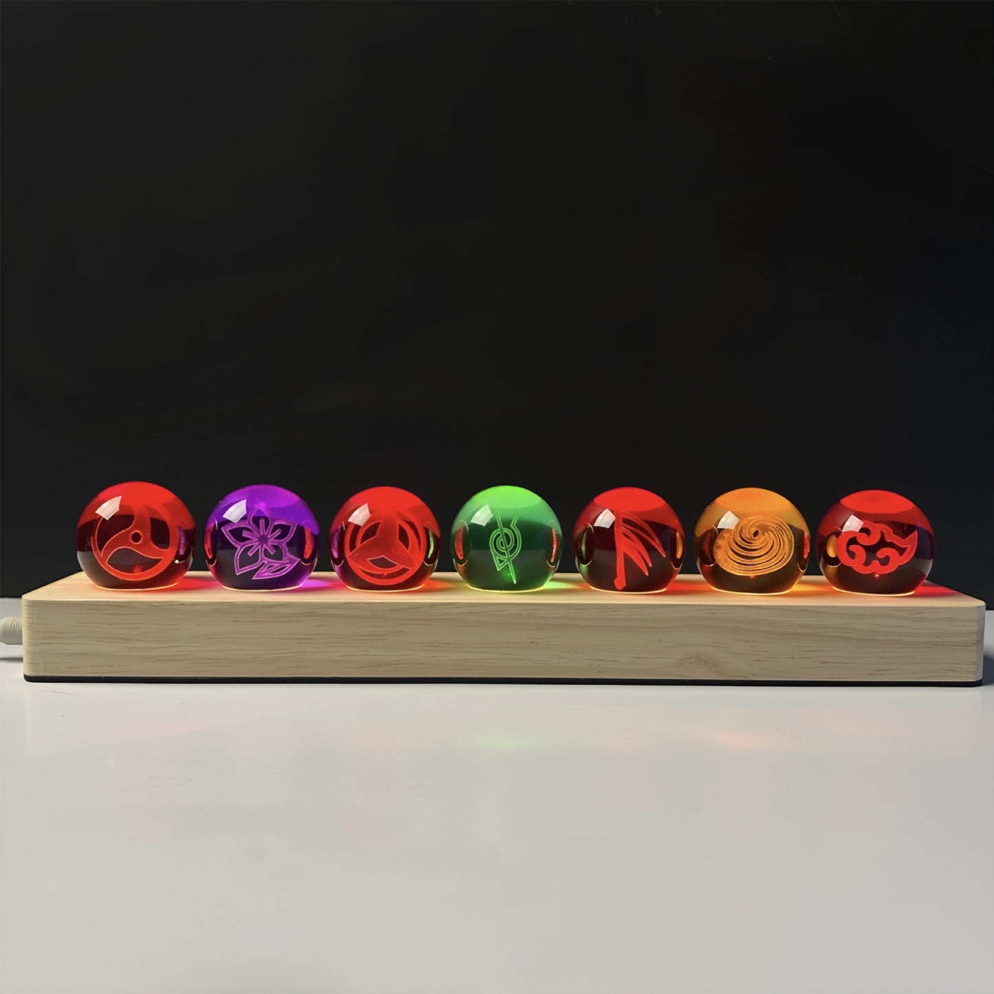 Akatsukj Team Impact 4 cm 3D Crystal Ball Night Light Set