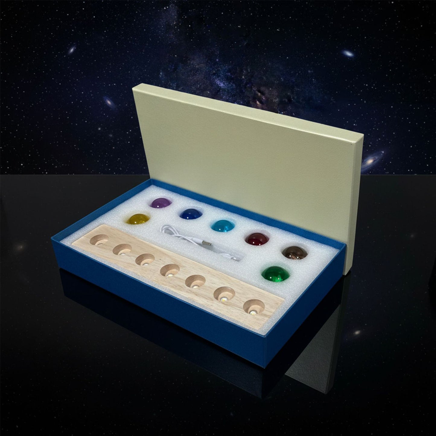 Akatsukj Team Impact 4 cm 3D Crystal Ball Night Light Set