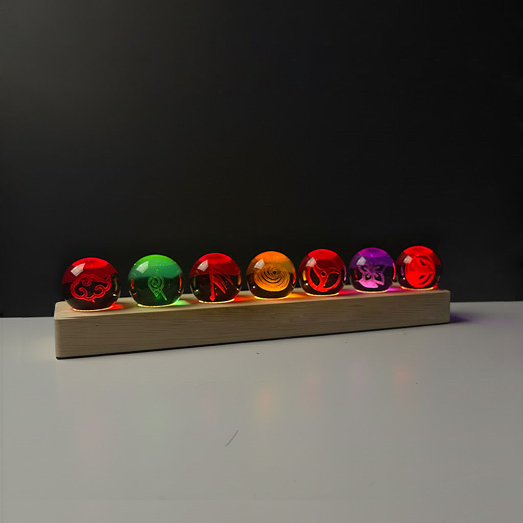 Akatsukj Team Impact 4 cm 3D Crystal Ball Night Light Set